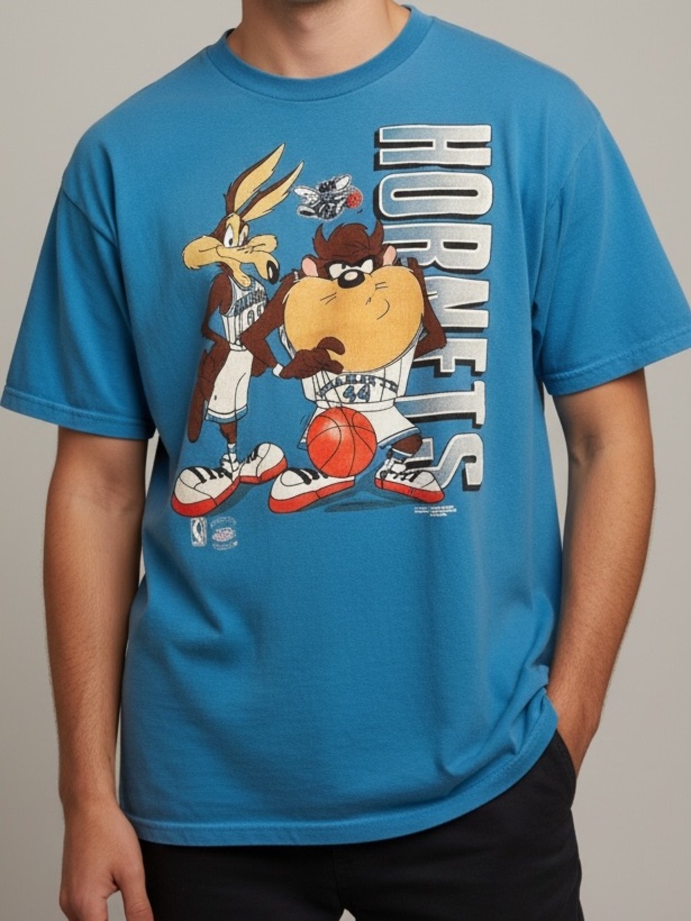 RARE Looney Tunes “Hornets” Basketball Graphic Tee, Size Large, Vintage Preowned - Picture 1 of 7